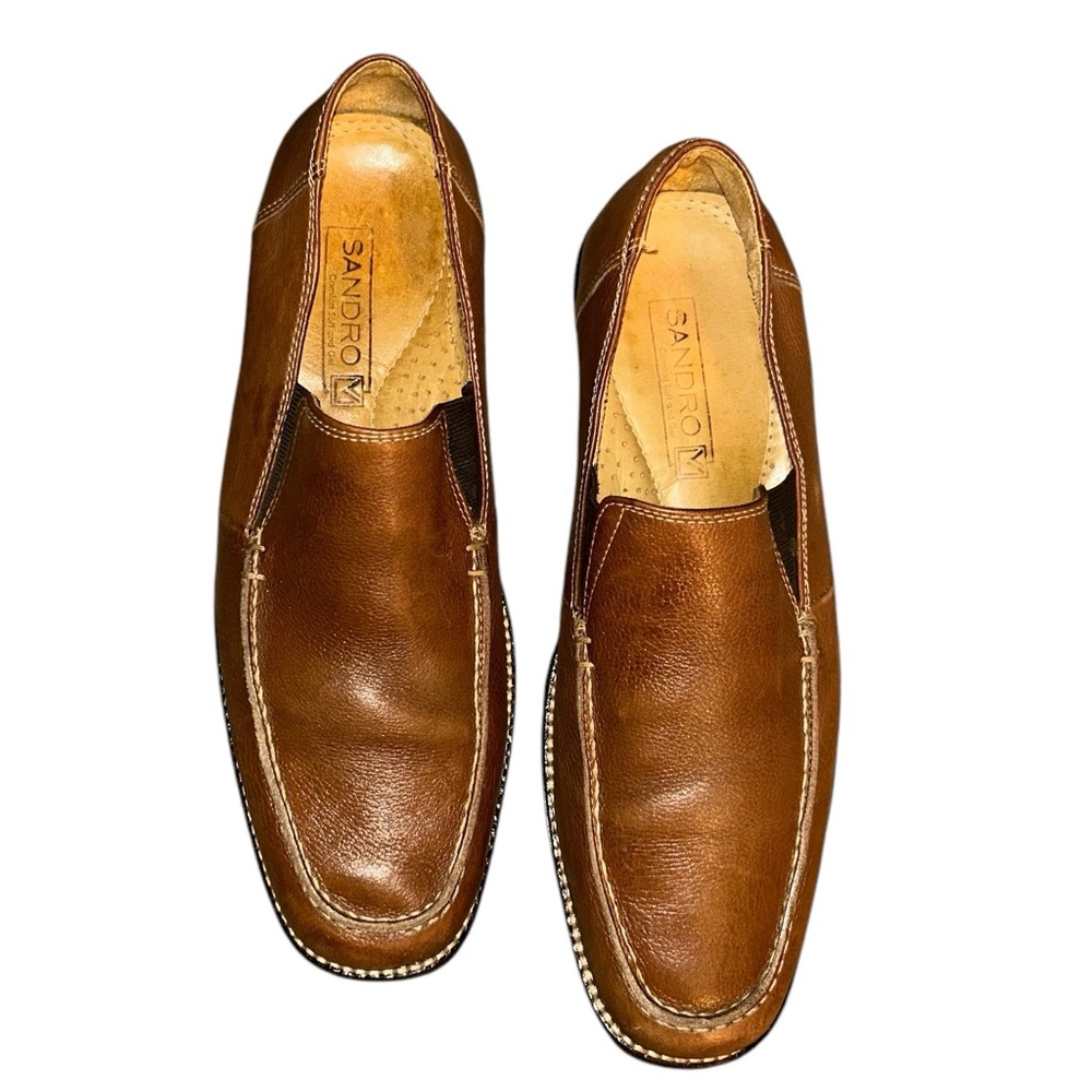 SANDRO  Brown Leather Square Toe Loafers Mens Size 8.5D 35038